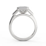 Emerald Cut Bezel Tapered Baguette Three Stone Engagement Ring - Amara