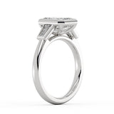 Emerald Cut Bezel Tapered Baguette Three Stone Engagement Ring - Amara