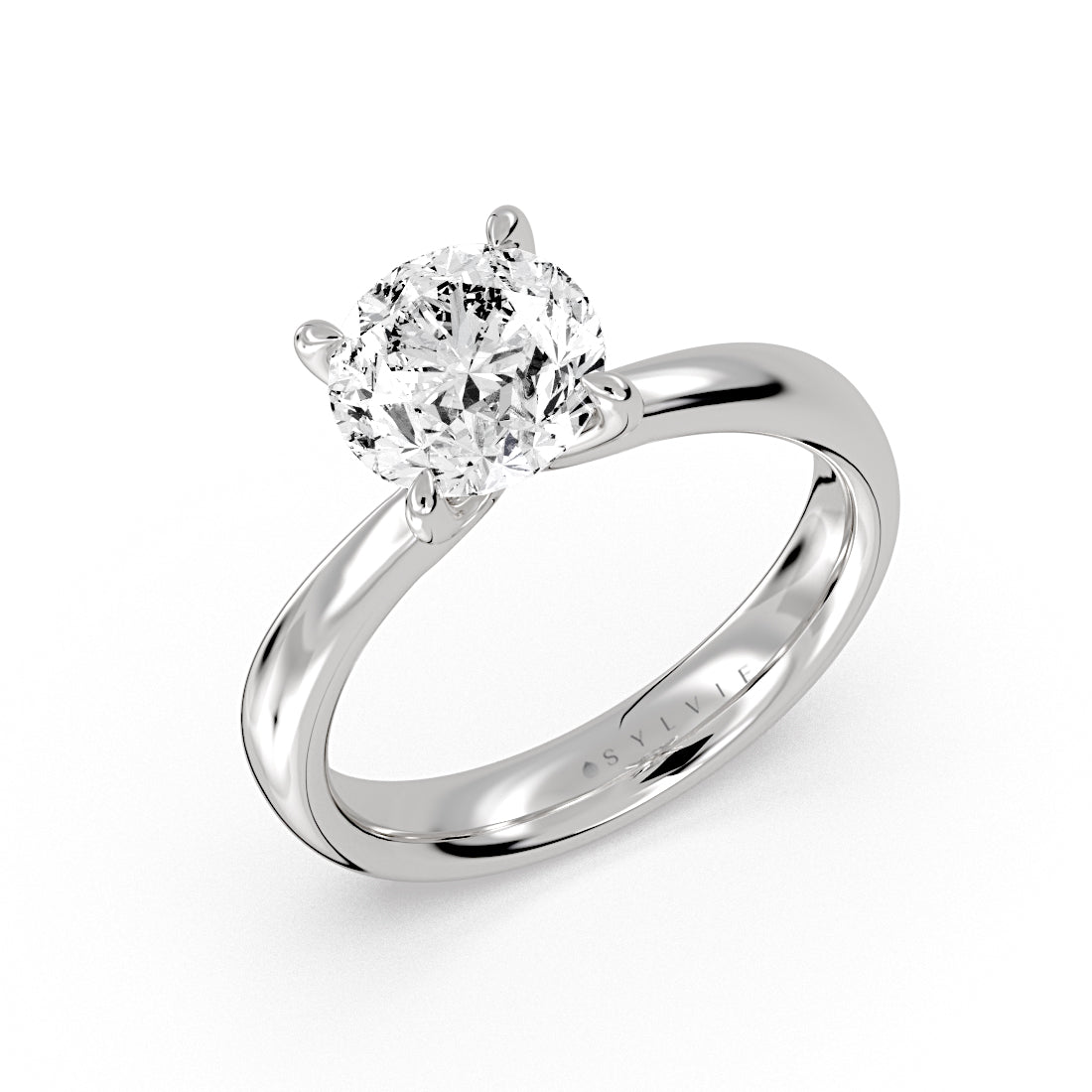 Round Cut Tapered Solitaire Engagement Ring - Gloria