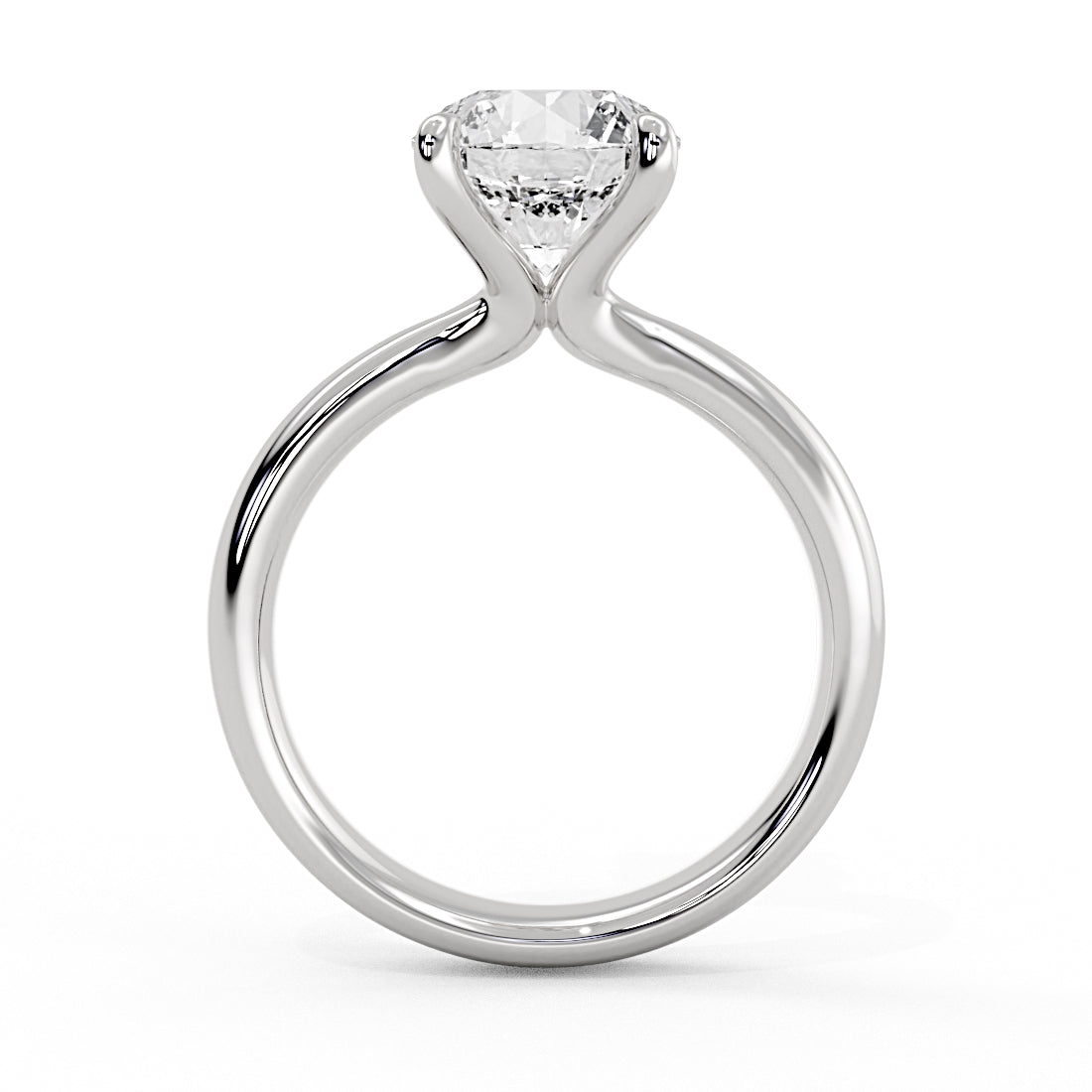Round Cut Tapered Solitaire Engagement Ring - Gloria