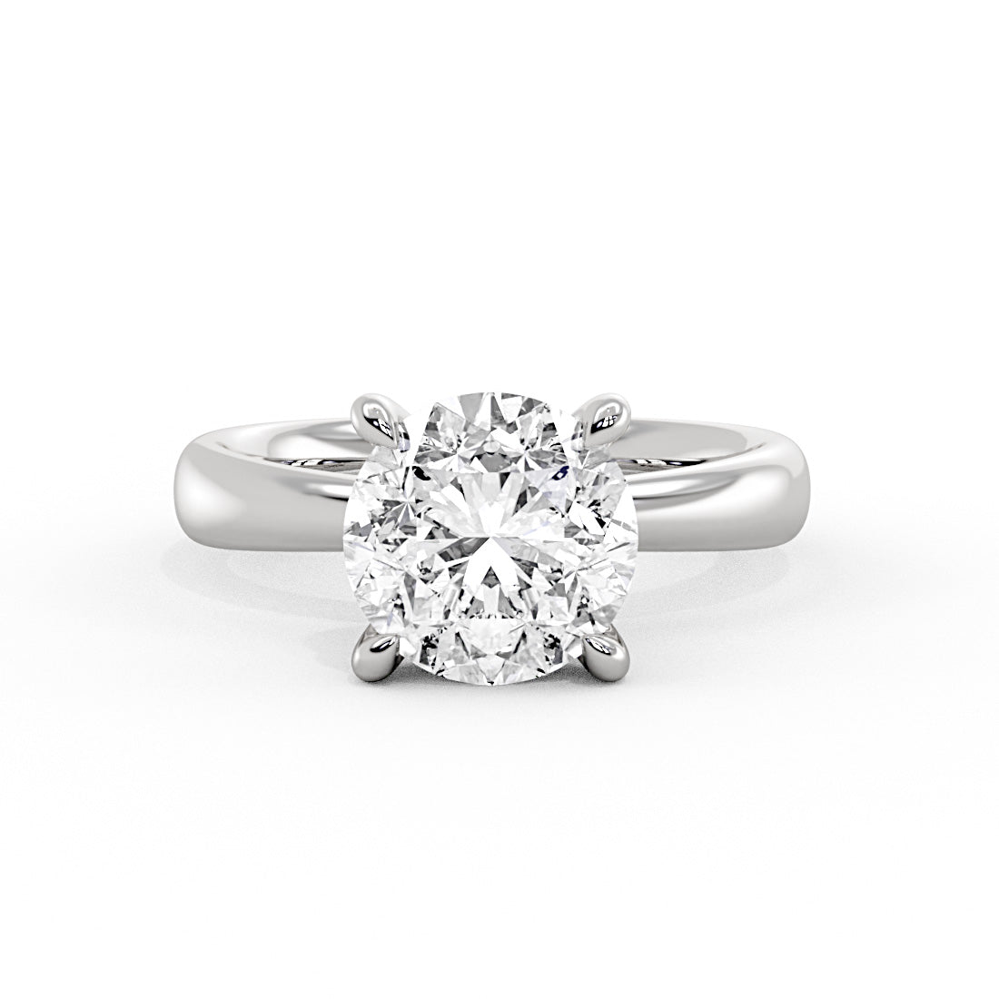 Round Cut Tapered Solitaire Engagement Ring - Gloria