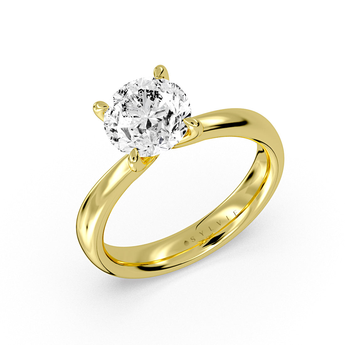 Round Cut Tapered Solitaire Engagement Ring - Gloria