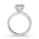 Emerald Cut Tapered Solitaire Engagement Ring with Hidden Halo - Maggie