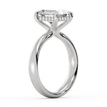 Emerald Cut Tapered Solitaire Engagement Ring with Hidden Halo - Maggie