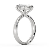 Emerald Cut Tapered Solitaire Engagement Ring with Hidden Halo - Maggie