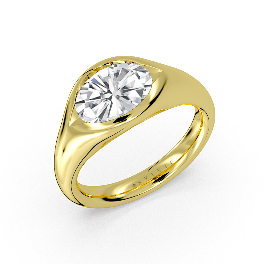 Shell Auranova Half Bezel Oval Diamond Engagement Ring - Penny