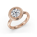 Auravie Thick Bezel Engagement Ring with Hidden Halo - Zuri