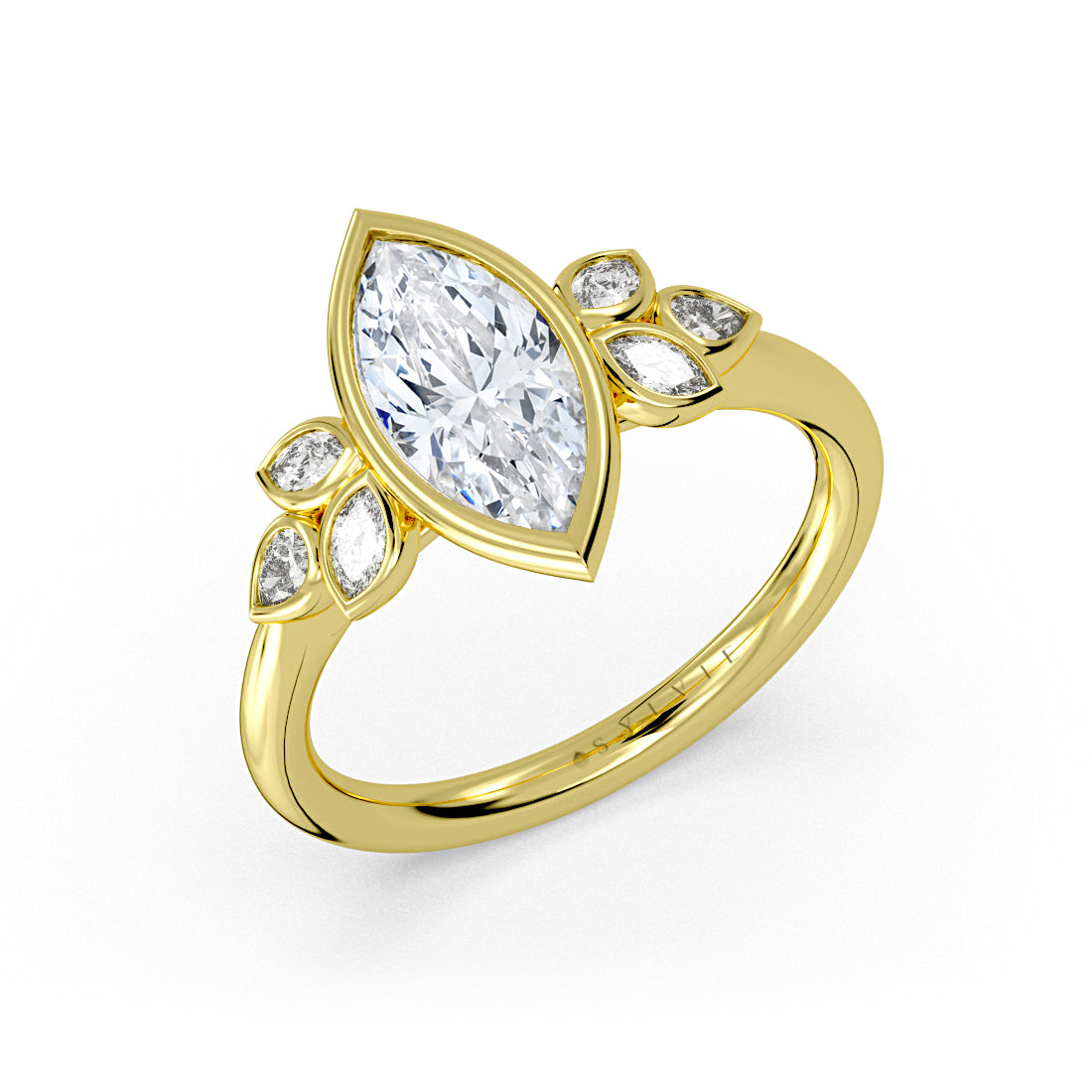 Auravie Marquise Bezel Multi Stone Engagement Ring - Leona