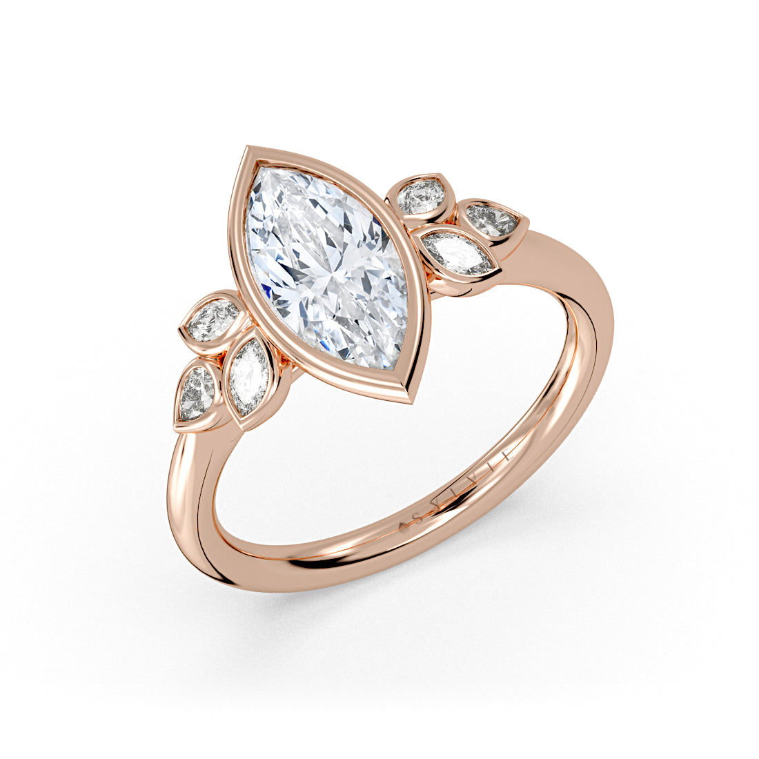 Auravie Marquise Bezel Multi Stone Engagement Ring - Leona
