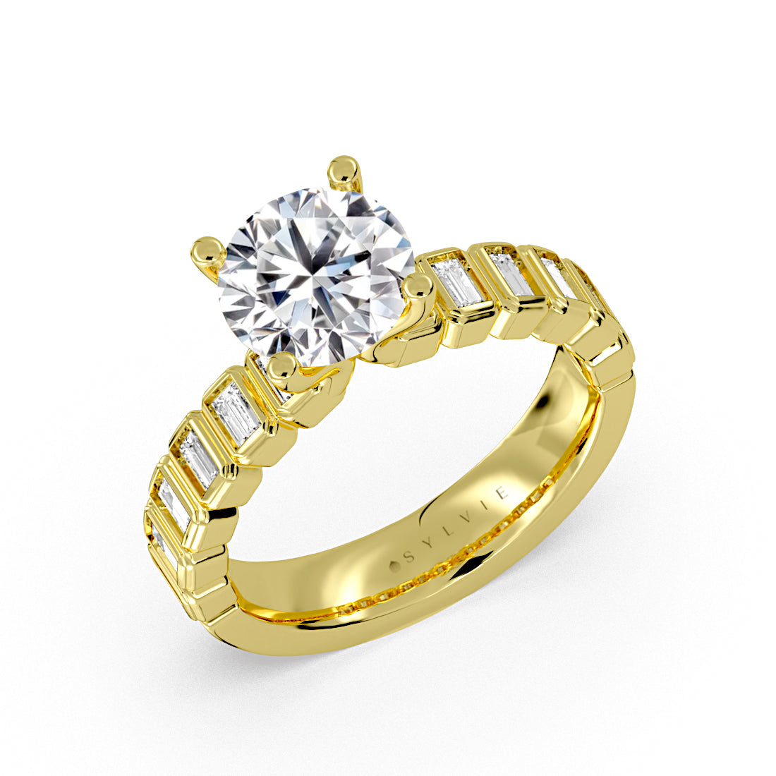 Auravie Bezel Baguette Engagement Ring - Nellie