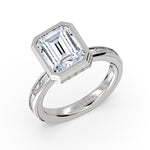Auravie Channel Set Baguette Bezel Engagement Ring with Channel Baguette Hidden Halo - Evereigh