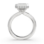 Auravie Channel Set Baguette Bezel Engagement Ring with Channel Baguette Hidden Halo - Evereigh