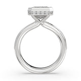 Auravie Channel Set Baguette Bezel Engagement Ring with Channel Baguette Hidden Halo - Evereigh