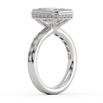 Auravie Channel Set Baguette Bezel Engagement Ring with Channel Baguette Hidden Halo - Evereigh