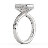 Auravie Channel Set Baguette Bezel Engagement Ring with Channel Baguette Hidden Halo - Evereigh