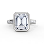 Auravie Channel Set Baguette Bezel Engagement Ring with Channel Baguette Hidden Halo - Evereigh