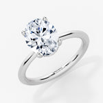 Oval Cut Solitaire Hidden Halo Engagement Ring - Malia