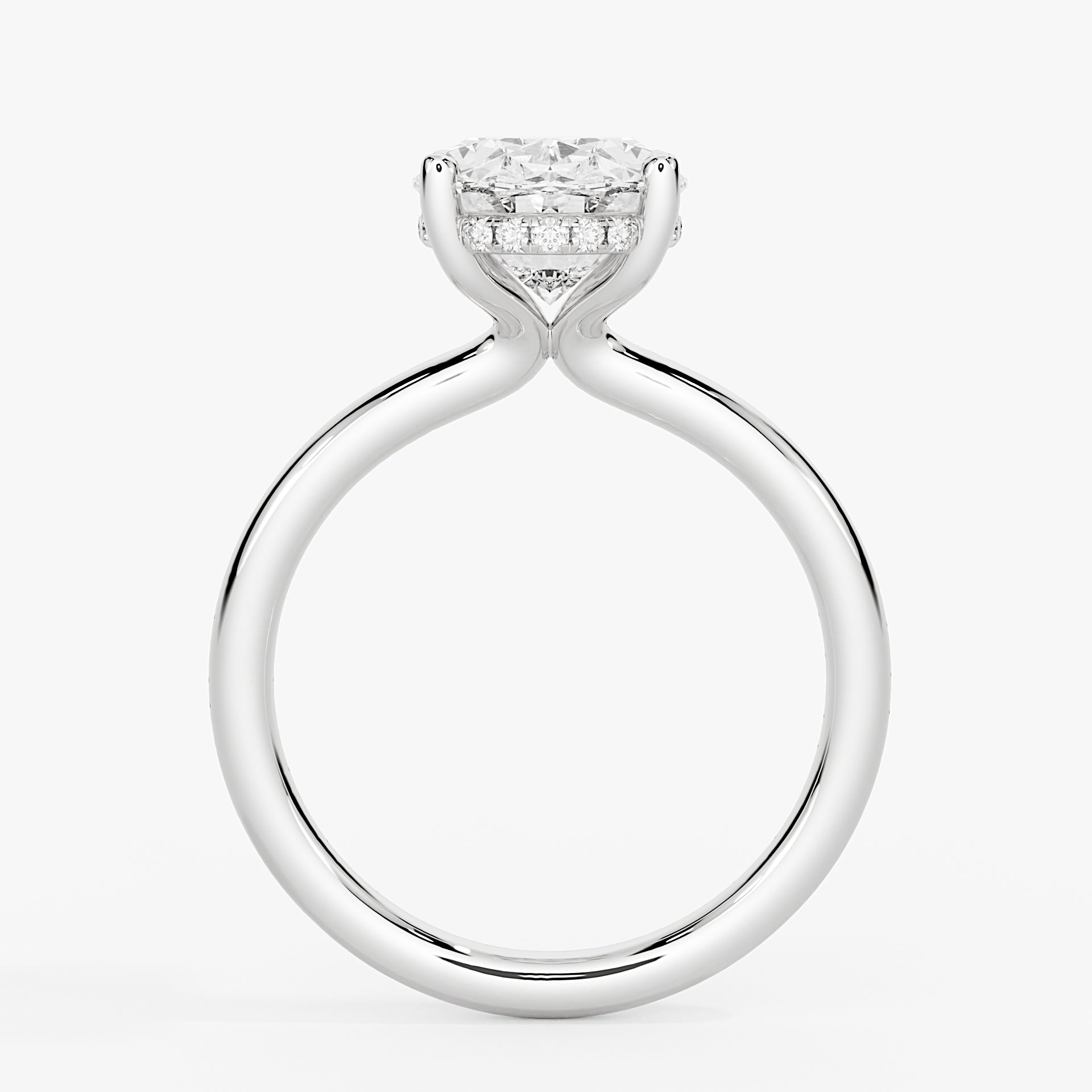 Oval Cut Solitaire Hidden Halo Engagement Ring - Malia
