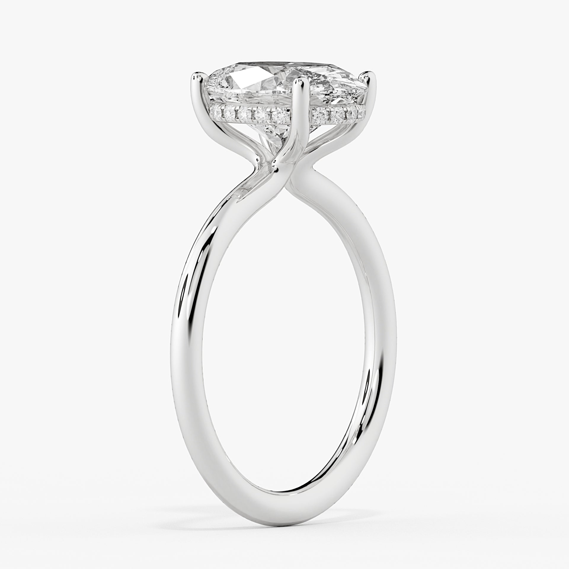 Oval Cut Solitaire Hidden Halo Engagement Ring - Malia
