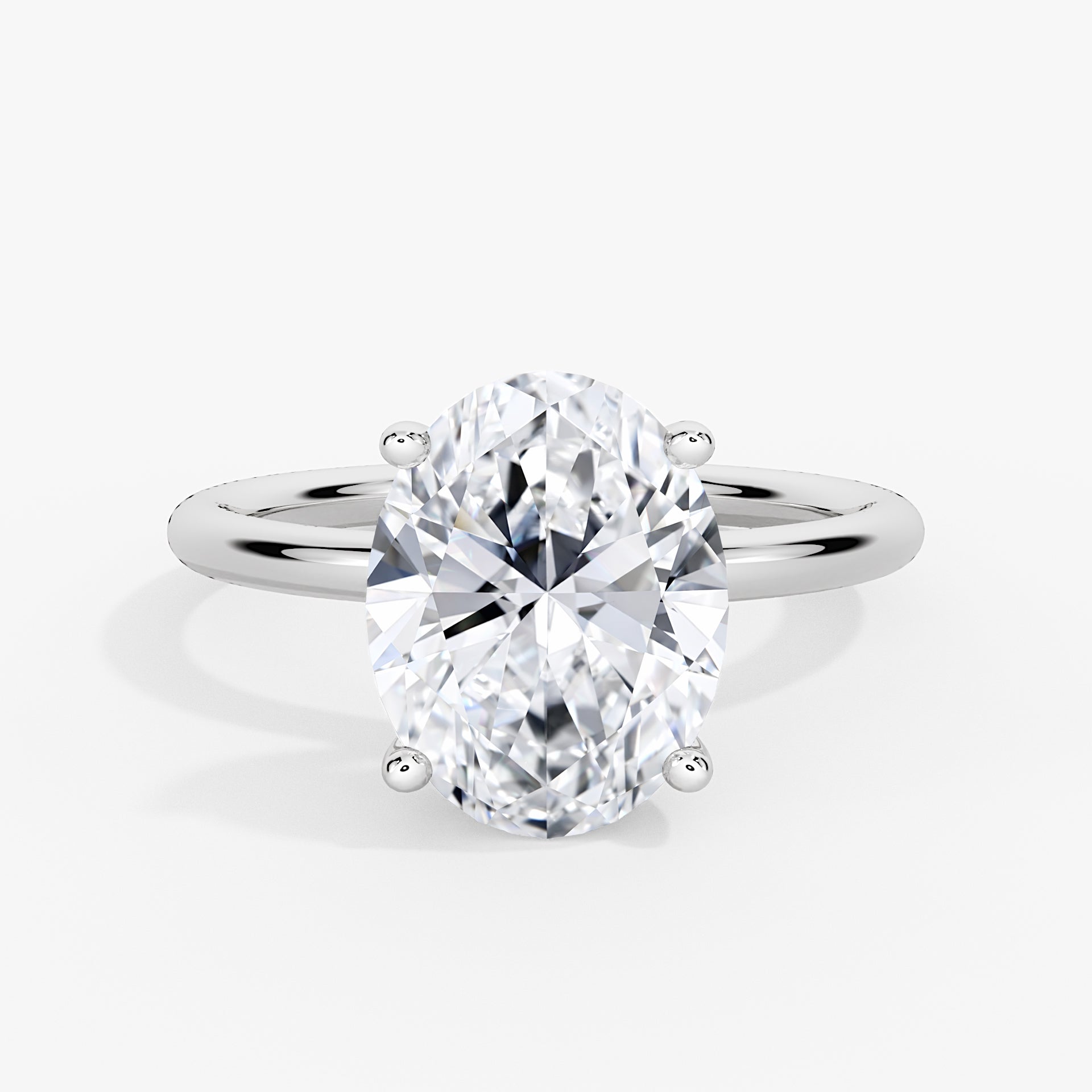 Oval Cut Solitaire Hidden Halo Engagement Ring - Malia