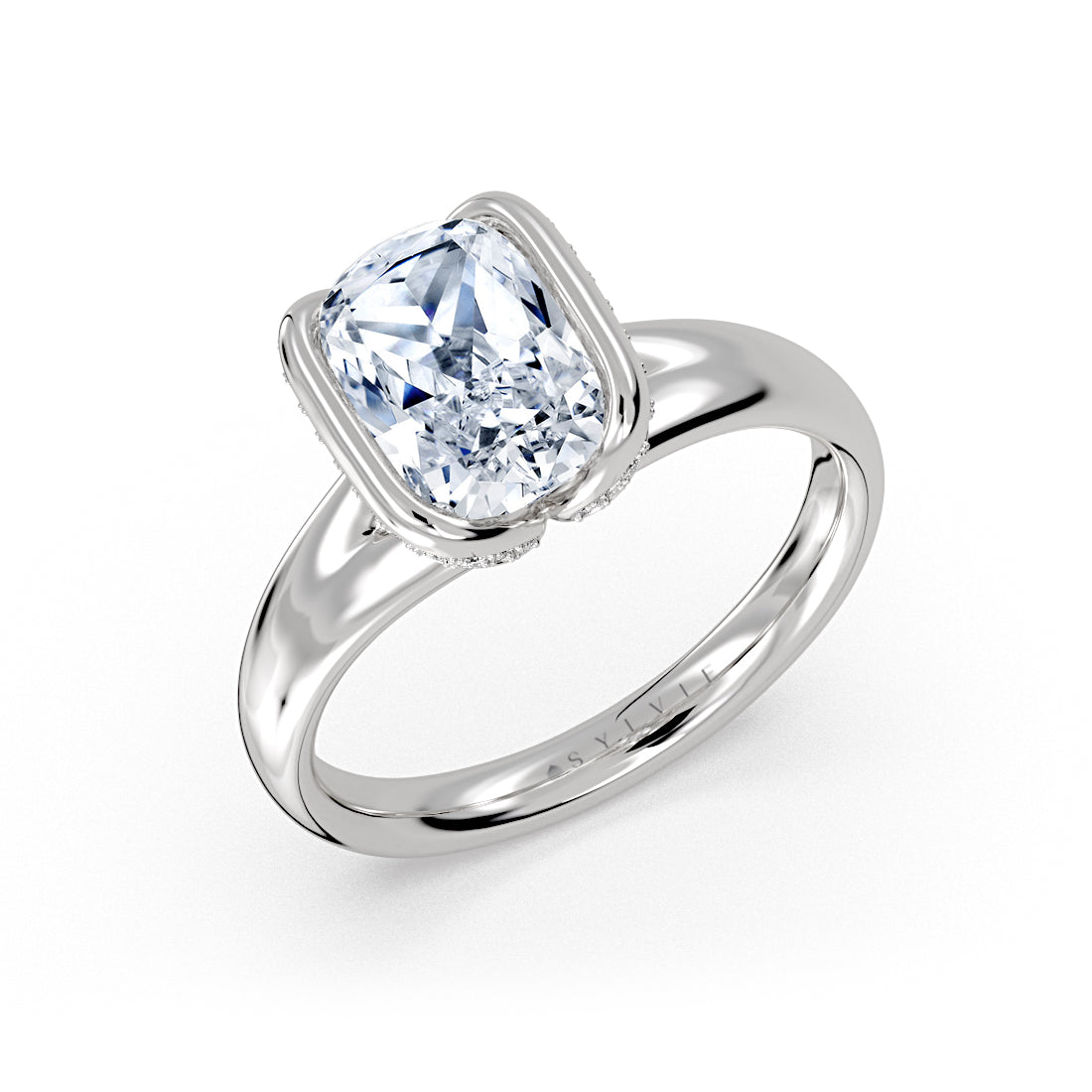 Shell Auranova Diamond Half Bezel Solitaire Engagement Ring - Adelaide