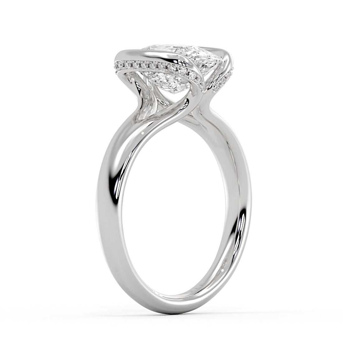 Shell Auranova Diamond Half Bezel Solitaire Engagement Ring - Adelaide