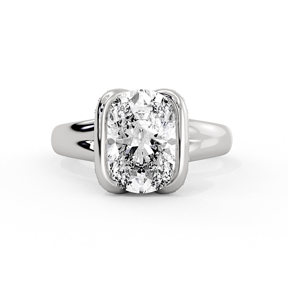 Shell Auranova Diamond Half Bezel Solitaire Engagement Ring - Adelaide