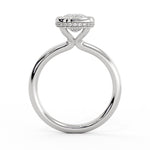 Cushion Cut Solitaire Flush Set Hidden Halo Engagement Ring - Sumner