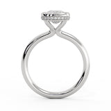 Cushion Cut Solitaire Flush Set Hidden Halo Engagement Ring - Sumner