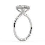 Cushion Cut Solitaire Flush Set Hidden Halo Engagement Ring - Sumner