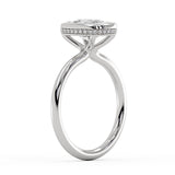 Cushion Cut Solitaire Flush Set Hidden Halo Engagement Ring - Sumner