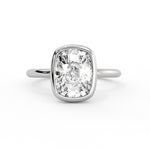 Cushion Cut Solitaire Flush Set Hidden Halo Engagement Ring - Sumner