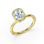 Cushion Cut Solitaire Flush Set Hidden Halo Engagement Ring - Sumner
