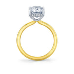 Cushion Cut Solitaire Hidden Halo Engagement Ring - Elin