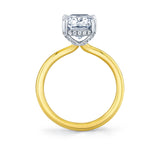 Cushion Cut Solitaire Hidden Halo Engagement Ring - Elin