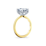 Cushion Cut Solitaire Hidden Halo Engagement Ring - Elin