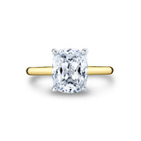 Cushion Cut Solitaire Hidden Halo Engagement Ring - Elin
