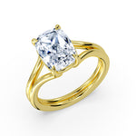 Cushion Cut Wide Double Band Split Shank Engagement Ring - Laura