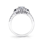 Adrianna - Three Stone Oval Engagement Ring with Sapphires