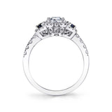 Adrianna - Three Stone Oval Engagement Ring with Sapphires