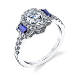 Adrianna - Three Stone Oval Engagement Ring with Sapphires