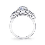 Sonia - Three Stone Engagement Ring with Halo