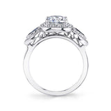 Sonia - Three Stone Engagement Ring with Halo