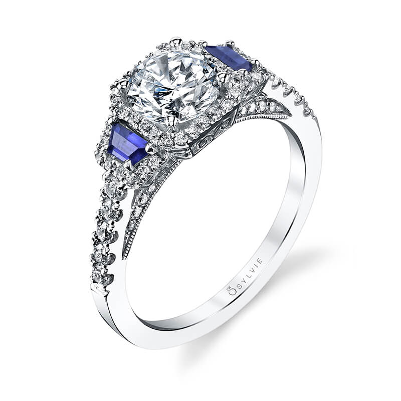 Apolline - Three Stone Engagement Ring with Sapphires