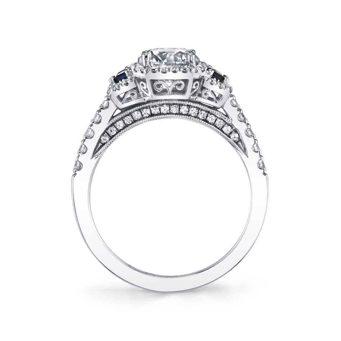 Apolline - Three Stone Engagement Ring with Sapphires