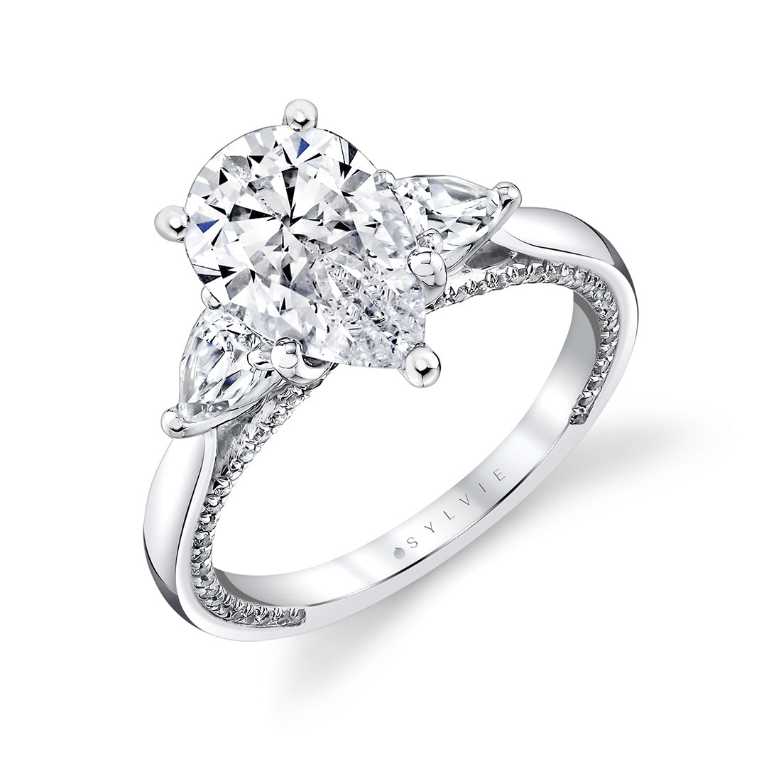 Iconelle Solitiare Three Stone Engagement Ring - Priscilla