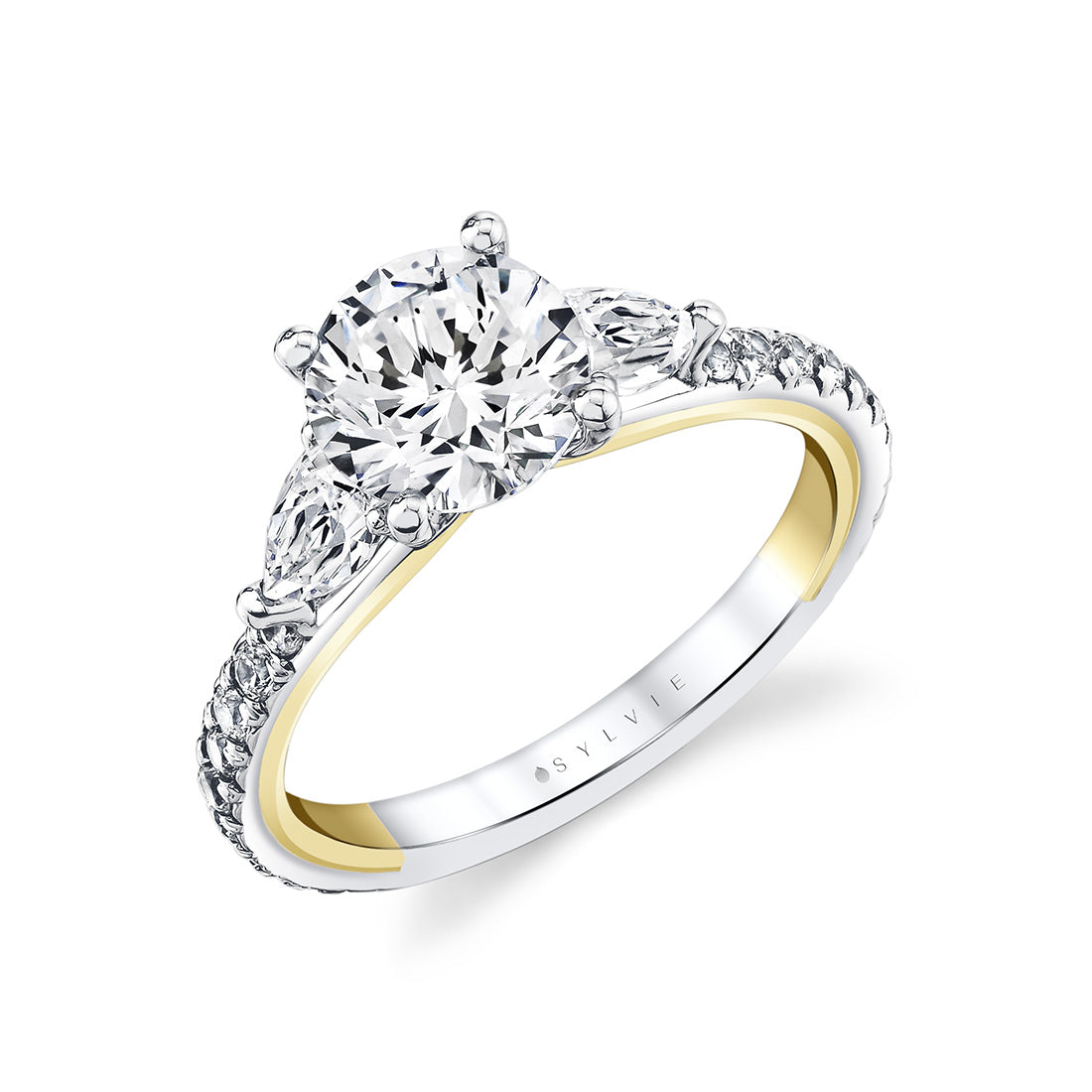 Iconelle Two Tone Three Stone Engagement Ring - Nora