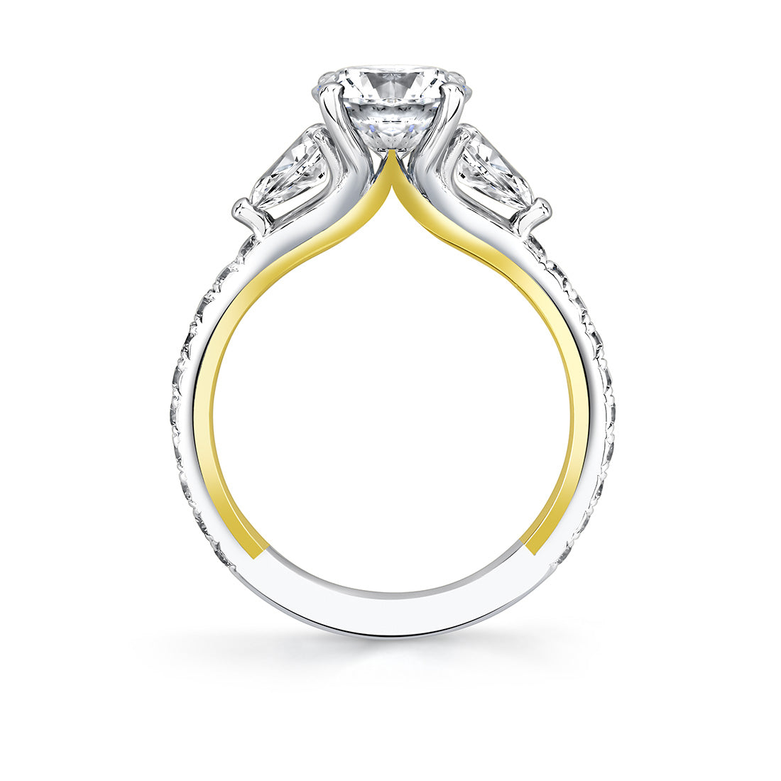 Iconelle Two Tone Three Stone Engagement Ring - Nora