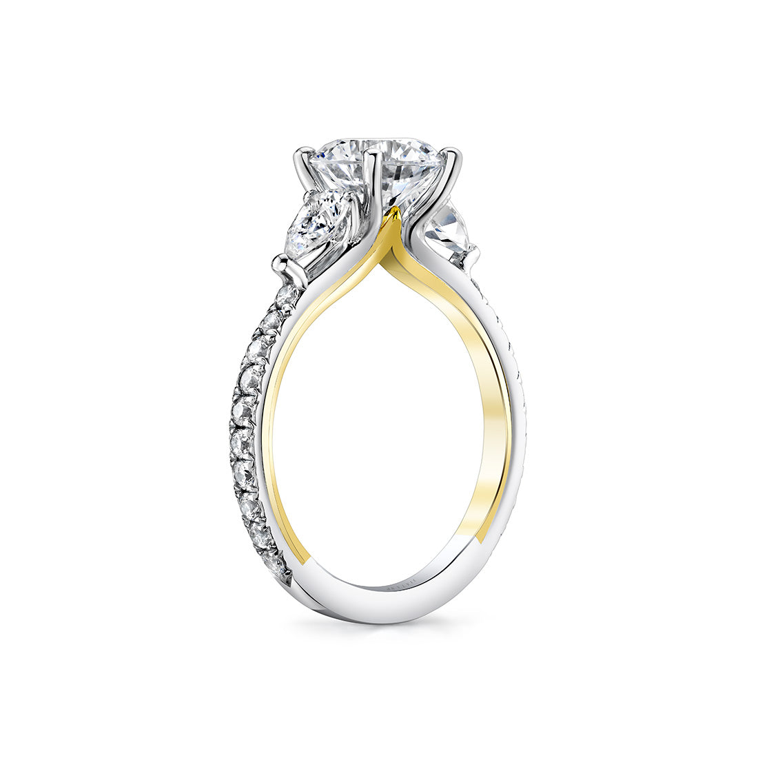 Iconelle Two Tone Three Stone Engagement Ring - Nora