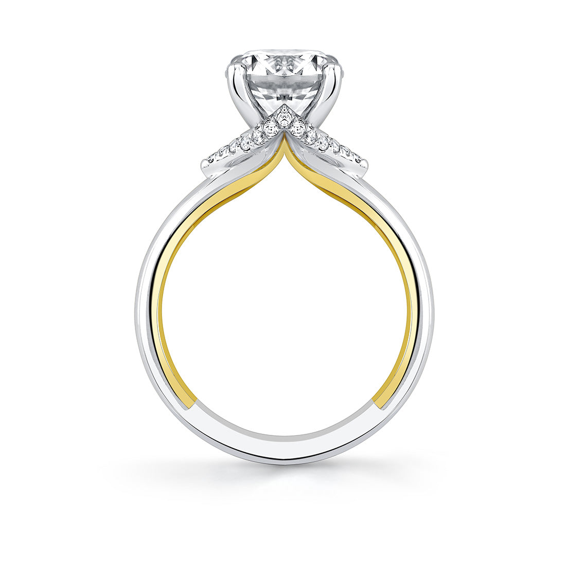 Iconelle Diamond Shell Tip Collar Two Tone Engagement Ring - Yvonne